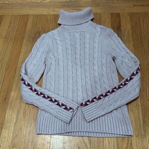 Derek Lam Crosby Pippa Lace Turtleneck Sweater with Red Details